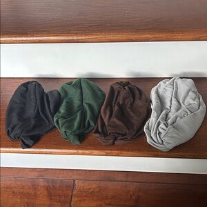 Lot of 4 Solid Knit Beanies - Black, Green, Brown, Gray
